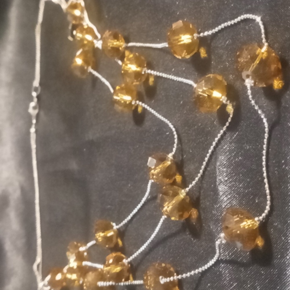 2 chic Layered whisky quartz crystal necklace.